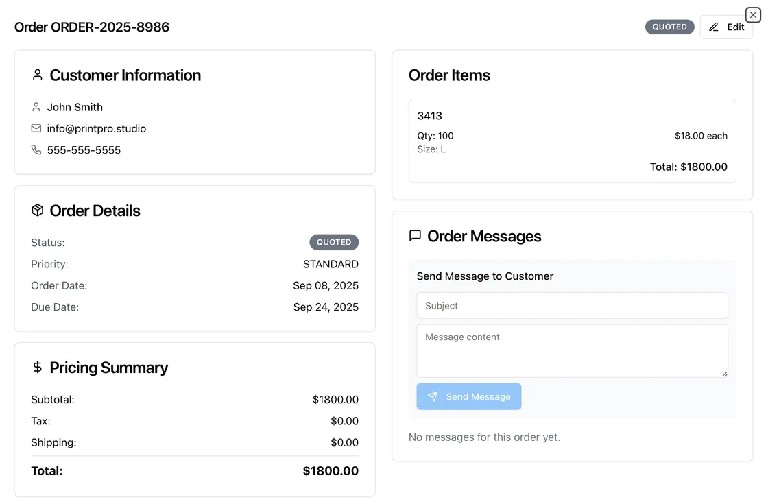Manage order details from line items to status
